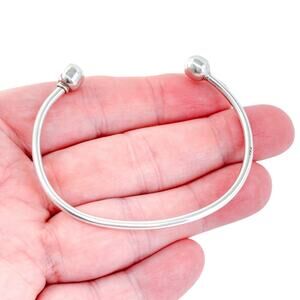 Vintage Sterling Silver 925 Ball End Bangle Cuff Charm Bracelet 7”